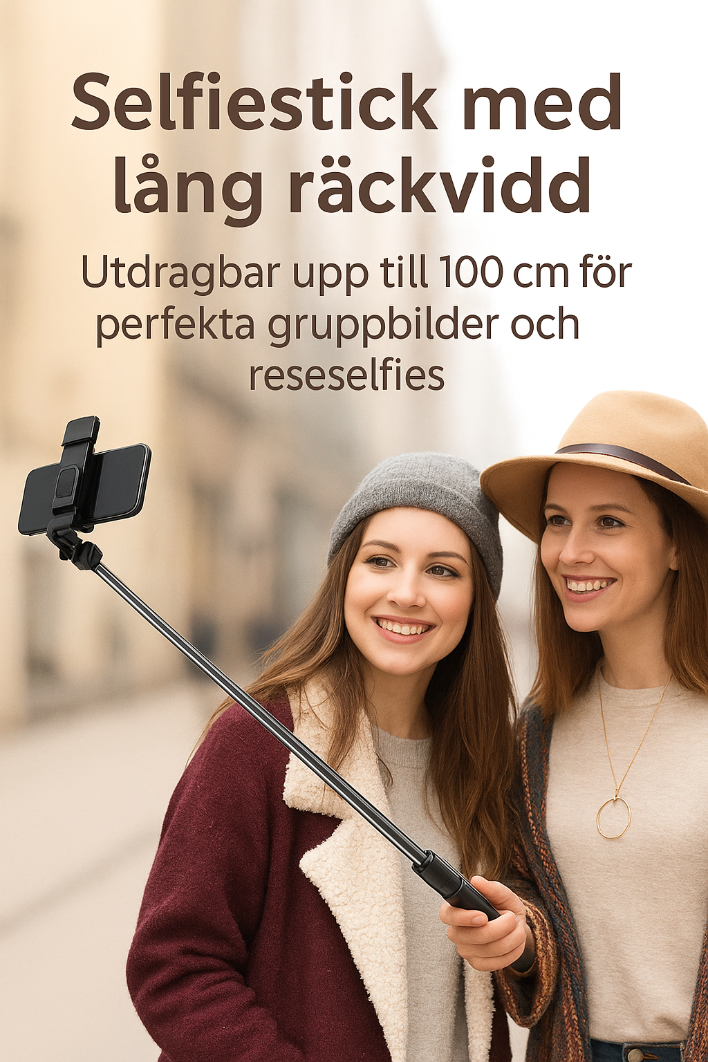 100 cm Portabel Bluetooth Selfie Stick  med Selfie-belysning & Trådlös Fjärrkontroll