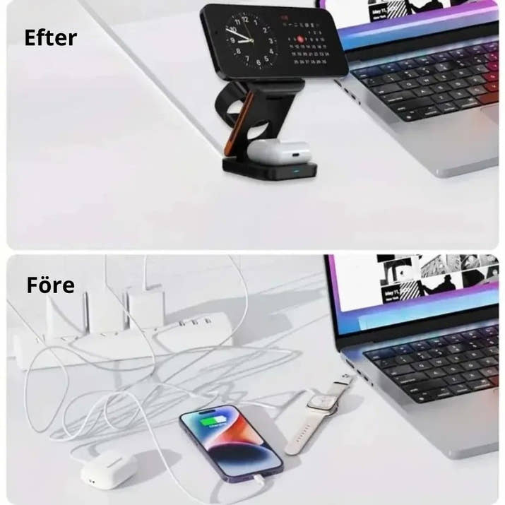 3-in-1 Trådlös Laddare Magsafe iPhone Apple Watch AirPods