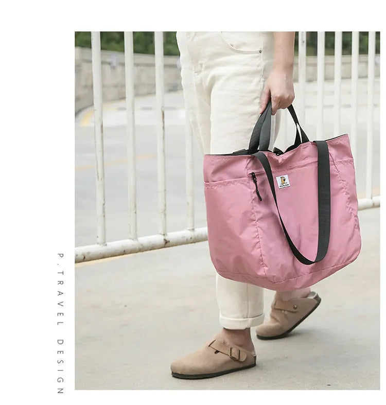 Stor kapacitet resväska – fällbar travel tote, axelväska/duffelbag i canvas för kvinnor och män